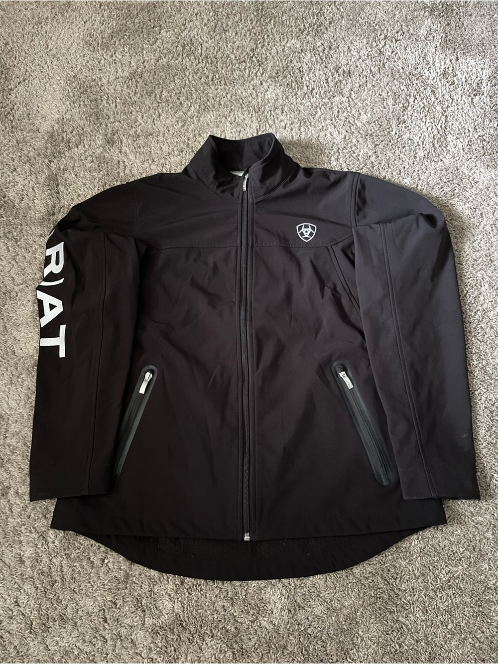 Ariat Tek New Team Softshell Jacket Womens XL Black Logo Full Zip Pockets